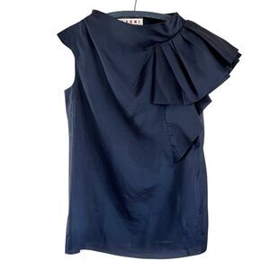 Marni Ruffle Shoulder Silk Tunic Top